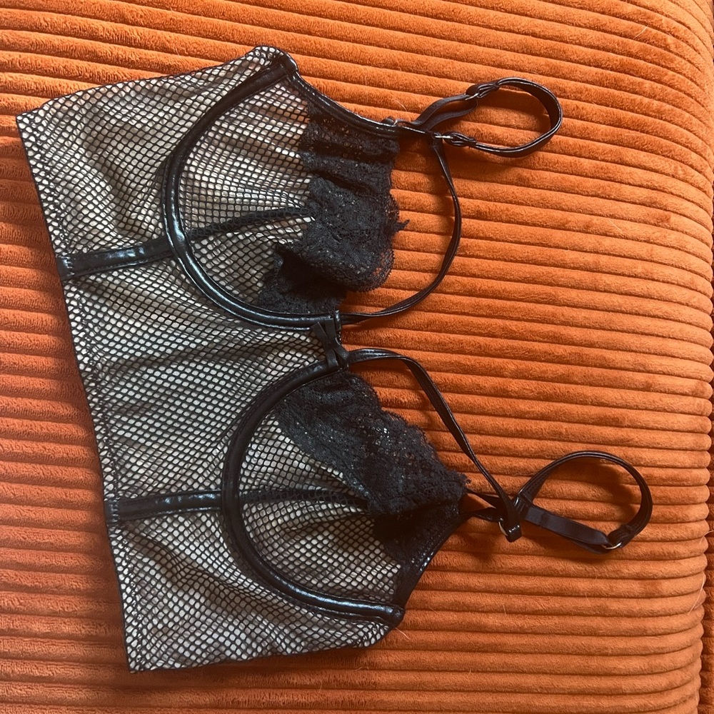 Adore Me Black Mesh Bralette 34C
